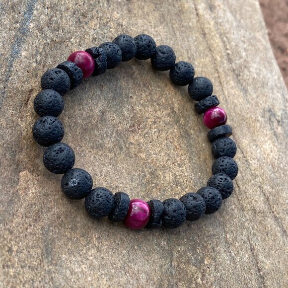 Wanderer and Gatherer Bracelet - Lava and Pink Tiger's Eye - Picture 4 of 4